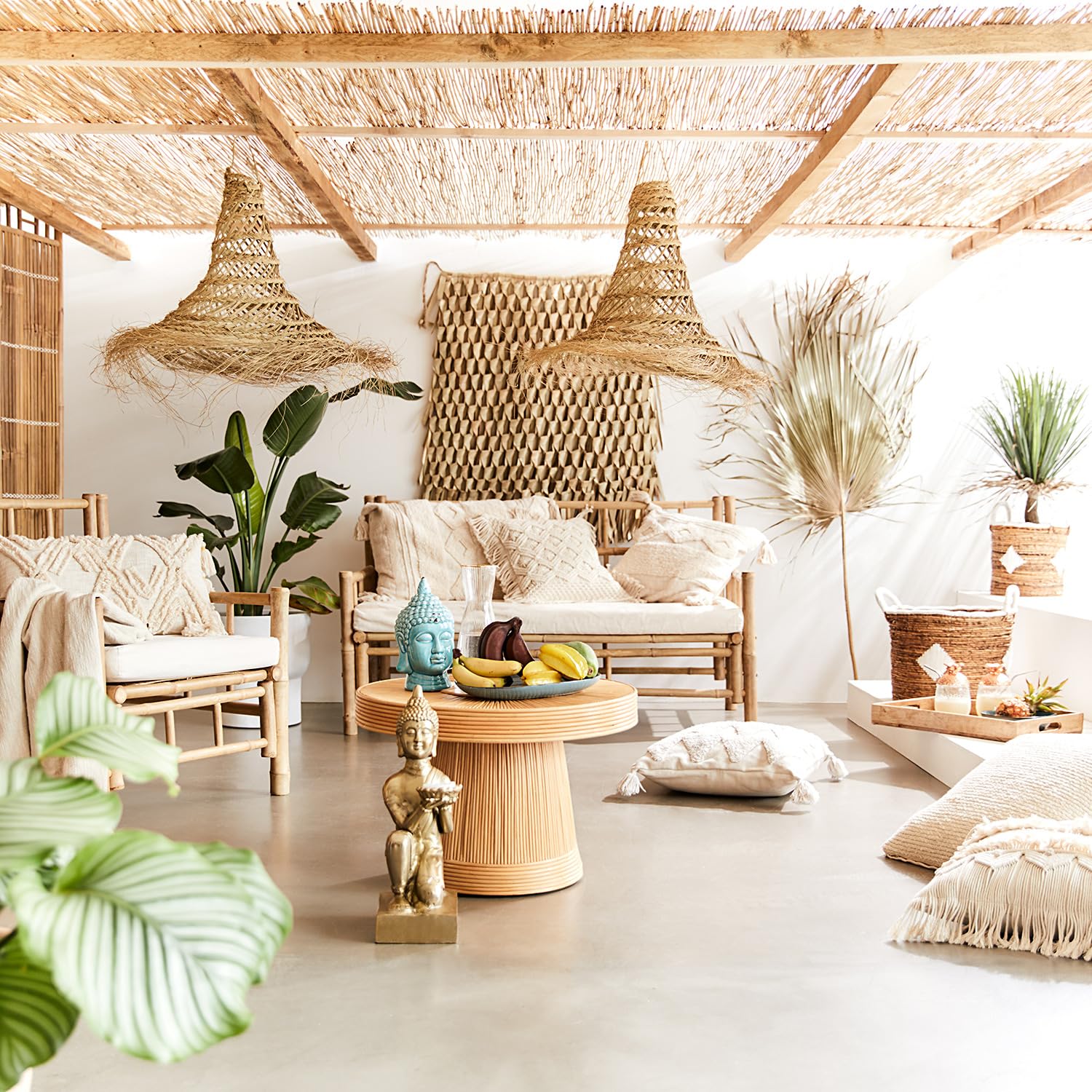 BUTLERS Dekokissen 50x50 cm Baumwolle - Formentera - Boho Stil