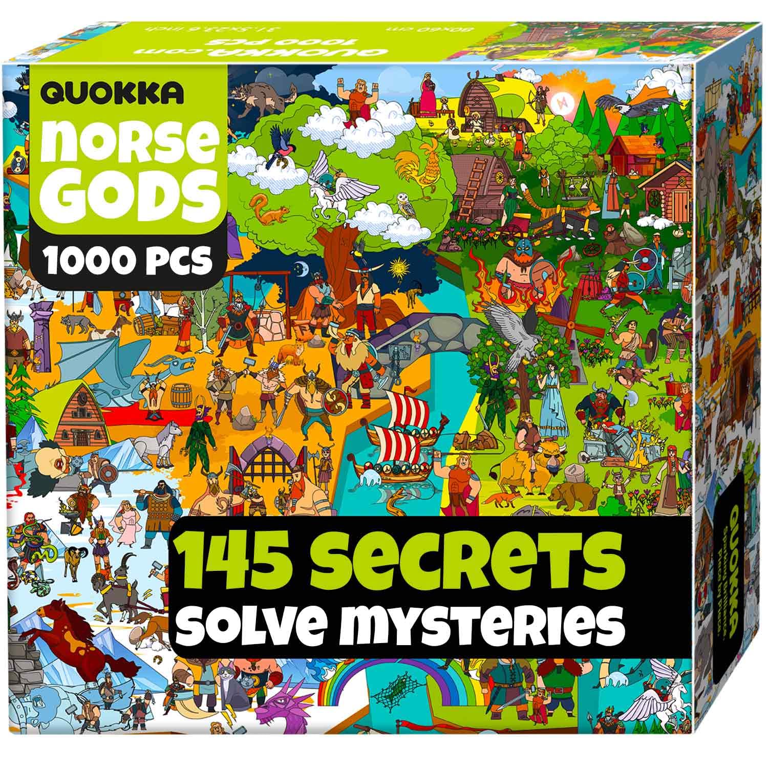 QUOKKA 1000 Piece Jigsaw Puzzle for Adults Mythories Ancient Gods Norse – Premium Box Packaging with Extra Fun Challenges