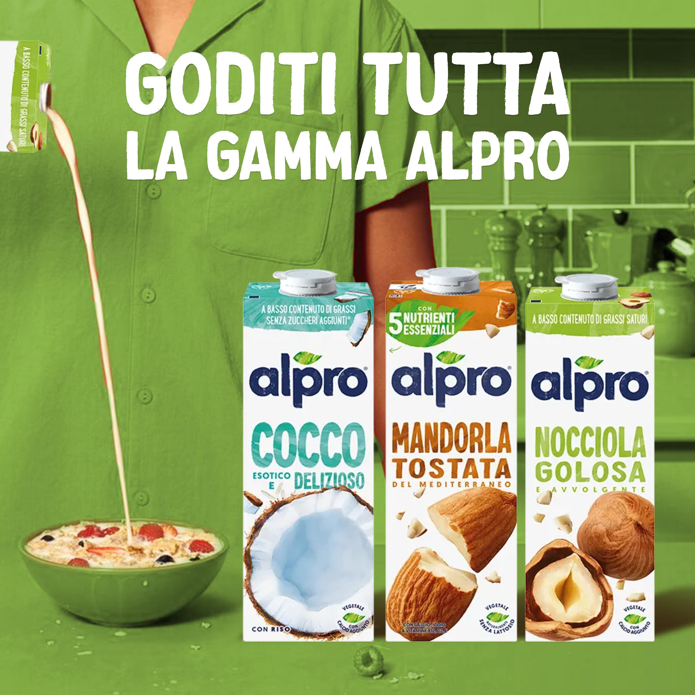 ALPRO CLASSICO, Bevanda alla NOCCIOLA, Naturalmente Senza Lattosio, con Vitamine B2, B12 e D - 8 confezioni x 1 Litro