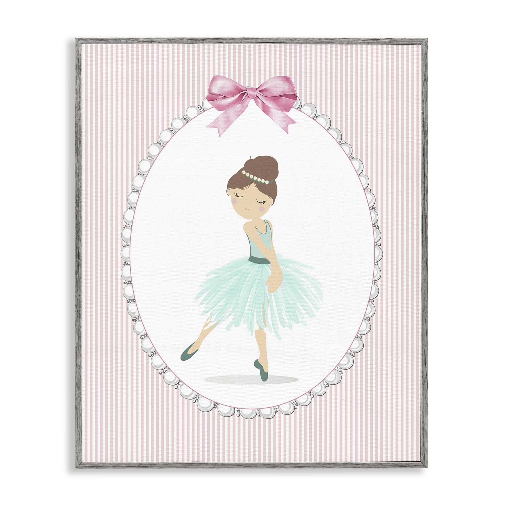 Stupell Industries Farmhouse Gray (Textured) 'Elegant Dance On Stripes'| Framed Giclee Art