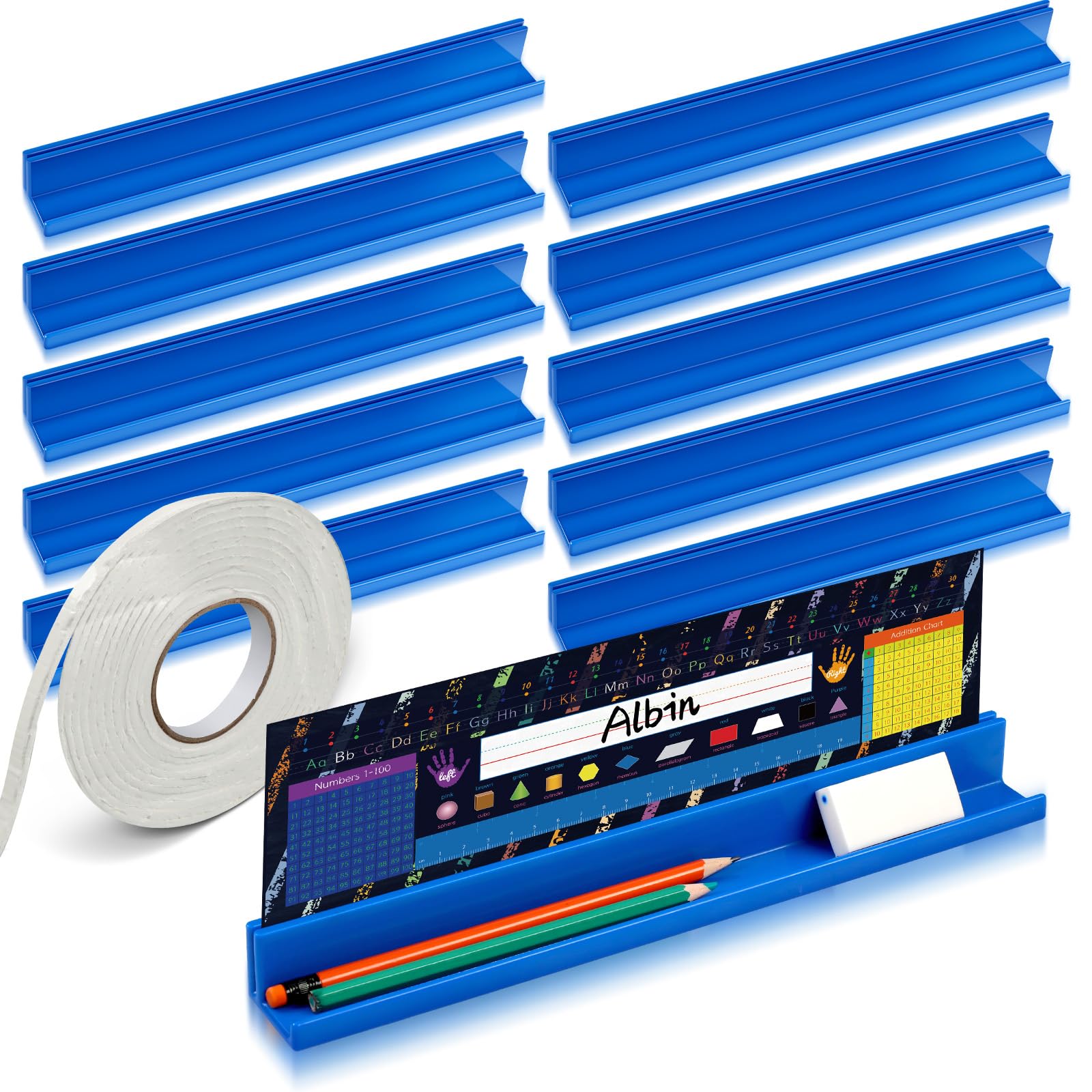PerKoop 30 Pcs Classroom Desk Name Plates Holder for Student Index Cards Storage Kids Desk Accessories Desktop Helper Prop and Station Guard Panels
