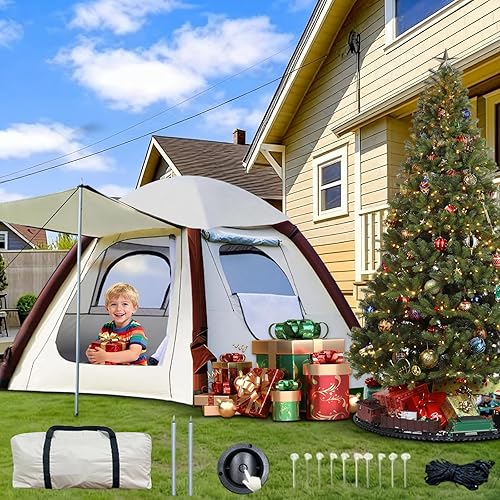 Cow-HQUS - Tienda de campaña inflable para 234 personas, tienda de campaña familiar grande al aire libre, tienda de campaña desplegable de doble