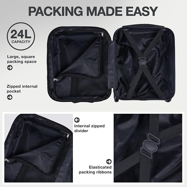 Cabin Max Anode - 40x30x20cm Maleta de Mano para Equipaje. Ligera, Carcasa Dura, 2 Ruedas, (40 x 30 x 20cm, 2 Ruedas, Gris) - 4