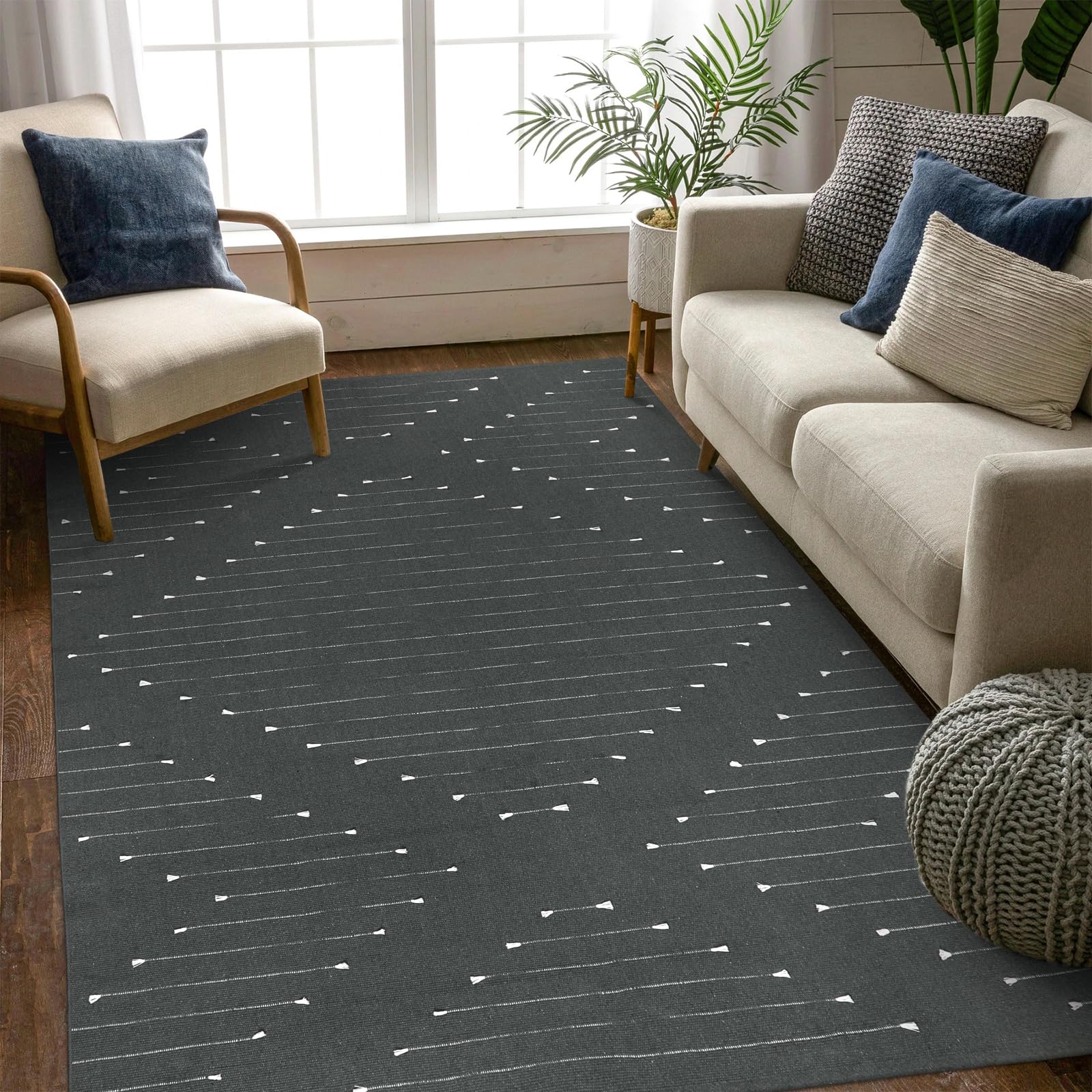 LIVEBOX Grey Neutral Area Rug for Living Room,5' x 8' Large Boho ...