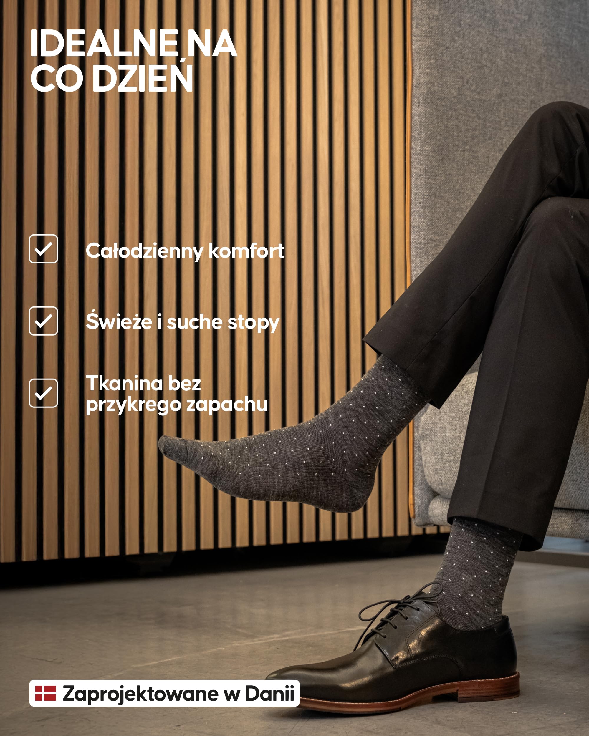 DANISH ENDURANCE Skarpety z Wełny Merino Męskie, Eleganckie, 3 lub 5-Pak | Eleganckie skarpety z wełny merino, oddychające i regulujące temperaturę, dla biura oraz codziennych stylizacji