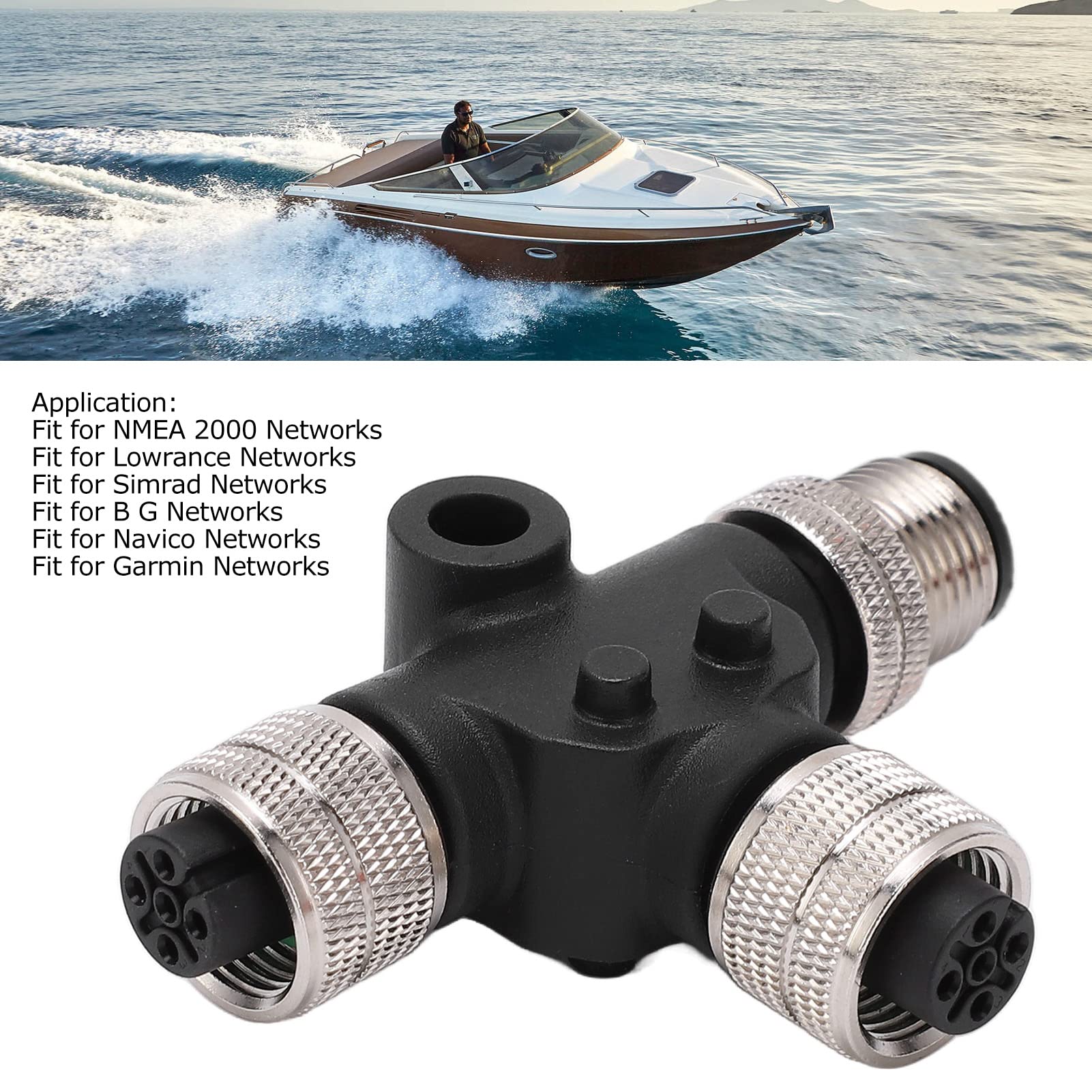 Connettore a T Adattatore Universale con Filettatura M12 Spina Splitter a 5 Pin IP67 Impermeabile per Cavo di Collegamento e Cavo di Rete NMEA 2000