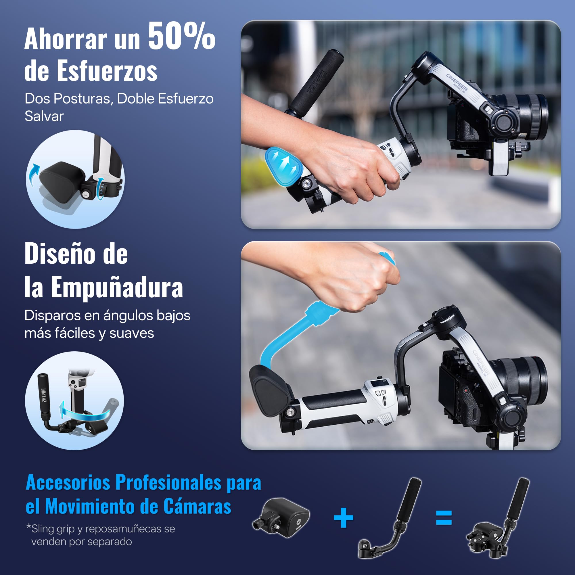 ZHIYUN CINEPEER Weebill 3E [Oficial] Estabilizador de Cámara Ligero, 3 Ejes Gimbal Camara DSLR y Mirrorless, Cable de Control Panasonic LN-UCUC-A02, Disparo Vertical Nativo, 2.5 Modo Grip Sling