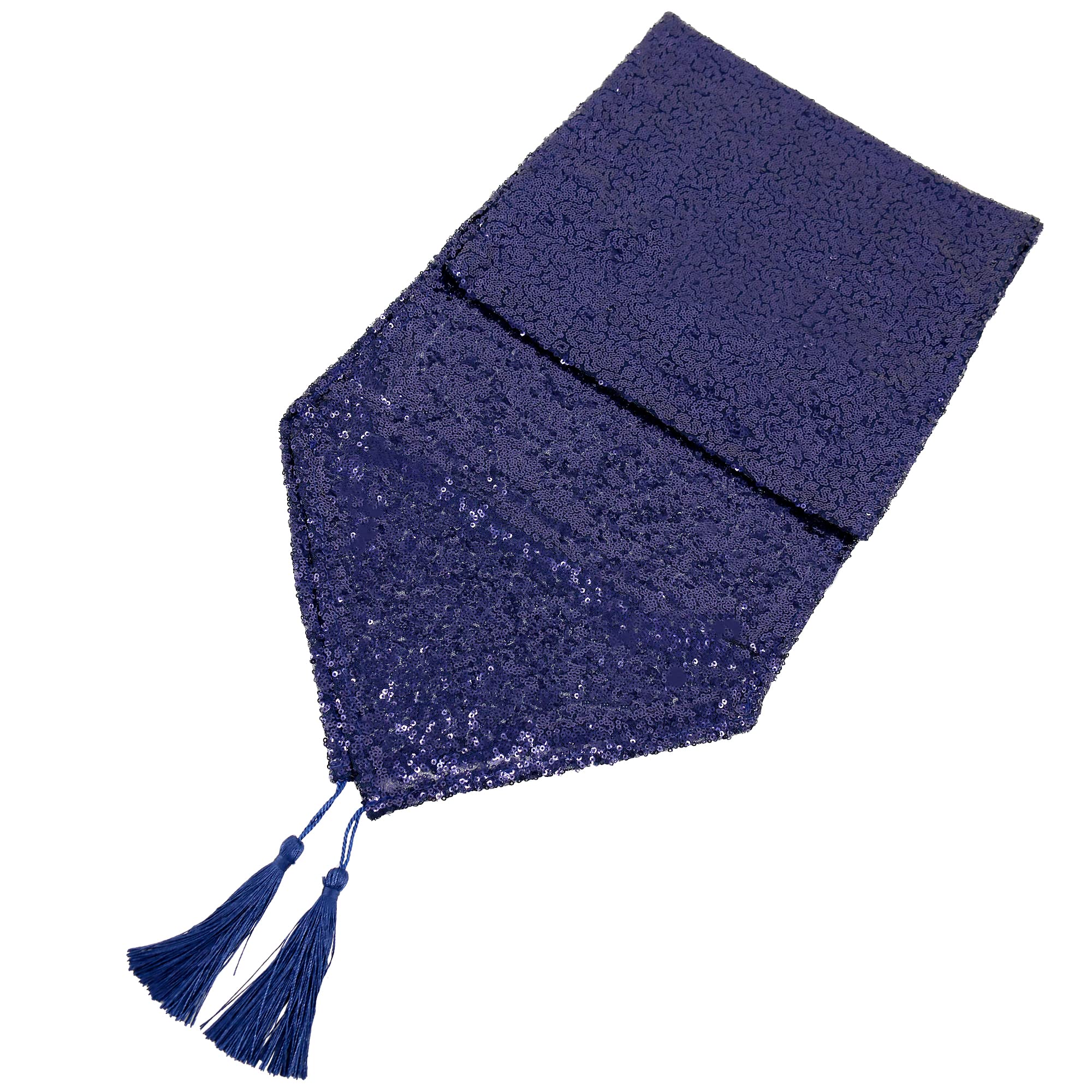 Time to Sparkle 5PCS 108 Inches Sequin Table Runner Tassel Glitter Table Runner for Kitchen Birthday Wedding Decor Fabric Sequin Table Overlay for Wedding Reception Navy Blue