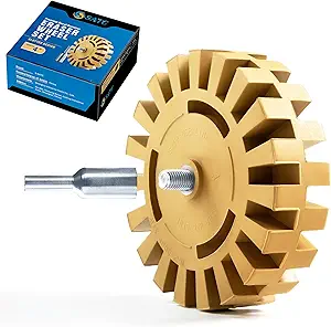 S SATC Eraser Wheel 4 Inch Decal Remover Eraser Wheel 1 Pack with Adapter Rubber Eraser Wheel for Drill Removing Decals Adhesives Pinstriping Stickers