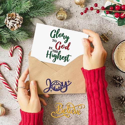 Miniatura 4 de Whaline 9 piezas de troqueles de metal de Navidad Belén escena de pesebre troqueles de corte de acero plantillas para manualidades, manualidades,