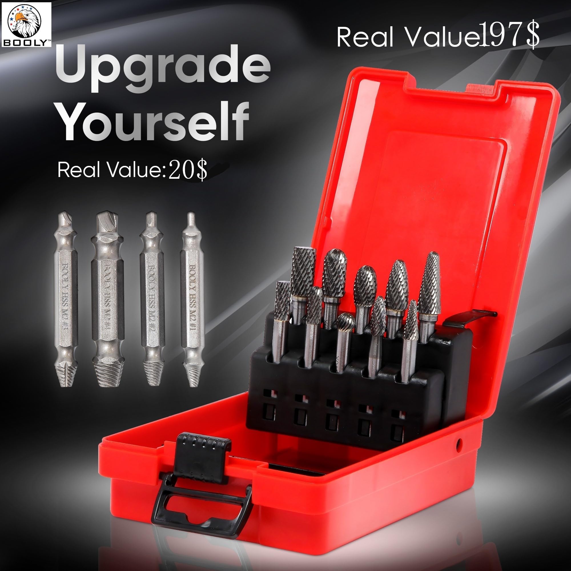 BOOLY Premium-Grade Die Grinder Bits Carbide Burr Set 1/4 Shank 10PC+ Bonus — Amazon image 7