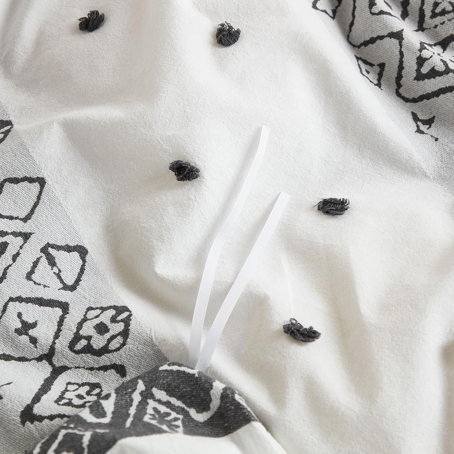 100% Cotton Duvet Cover Set King Size, Neutral Ivory Bedding with Ethnic Stripe, 3 Pieces Soft Breathable Boho Geometric Bed Set for All Seasons - Image 7