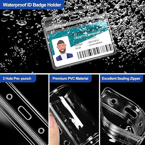 Miniatura 6 de Tarjeta de identificación horizontal transparente y cordón, cordones reutilizables para soporte de tarjeta de identificación, soporte para placa de