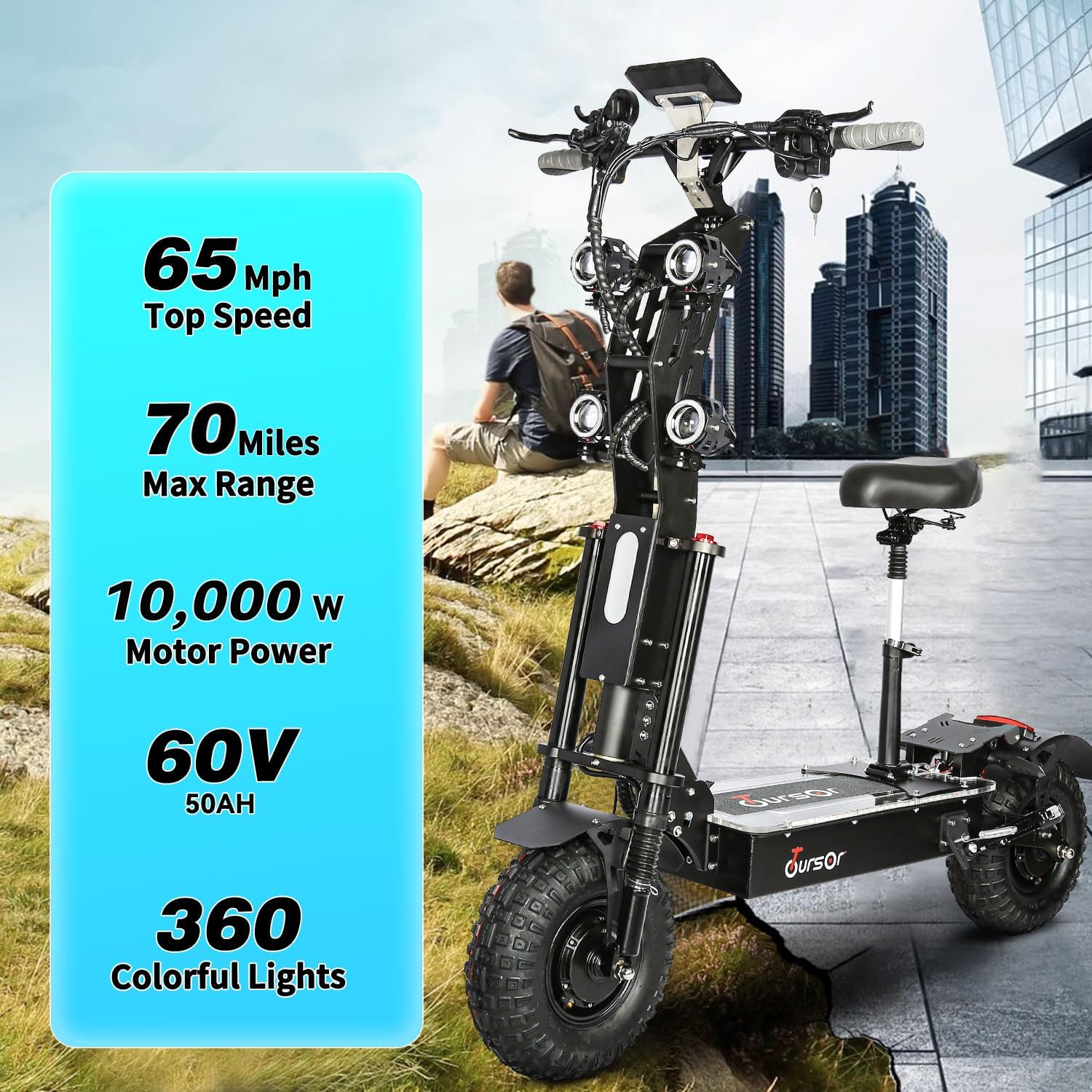 Toursor X14-60V-10000W Electric Scooter with key specifications