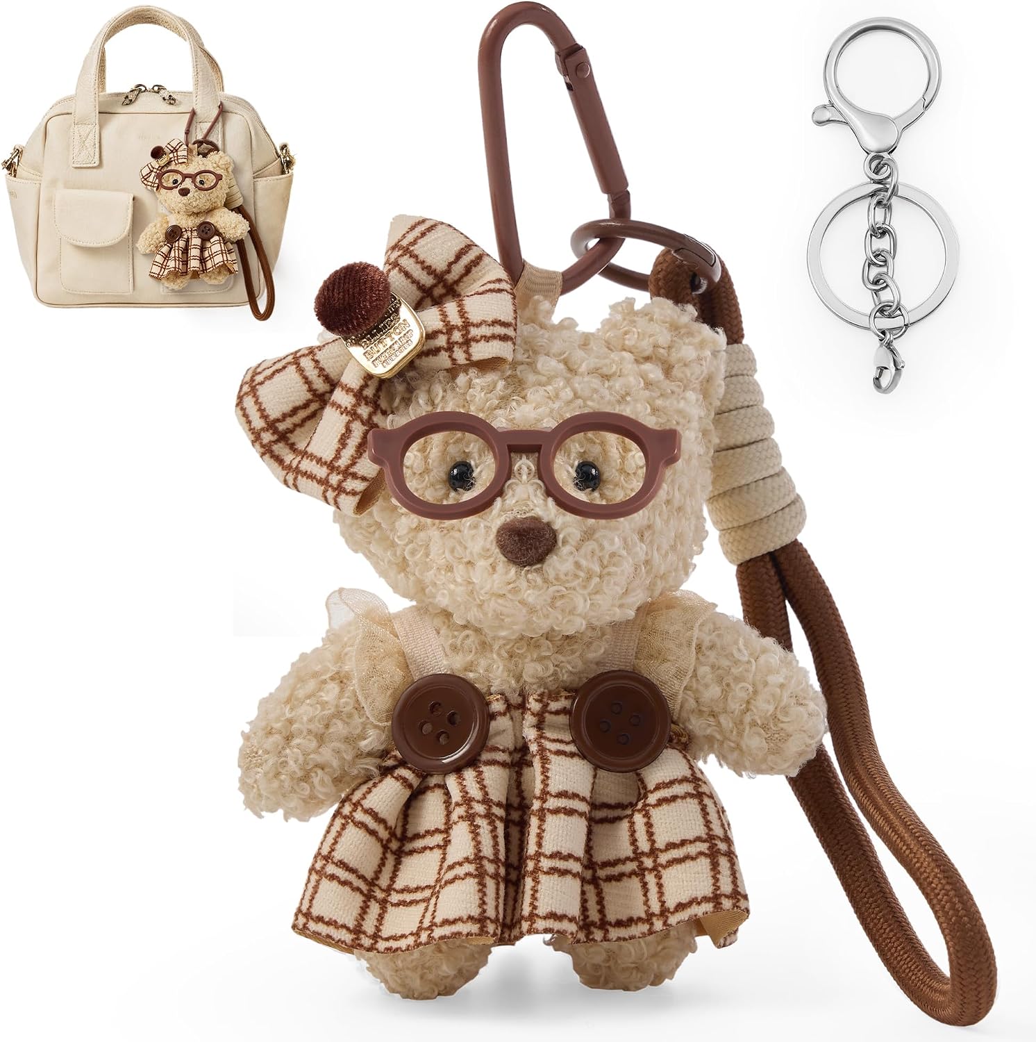 Plush Bear & Bunny Keychain & Bag Charm – Cute Bag Charm for Purse Handbag Backpack and Car Keys