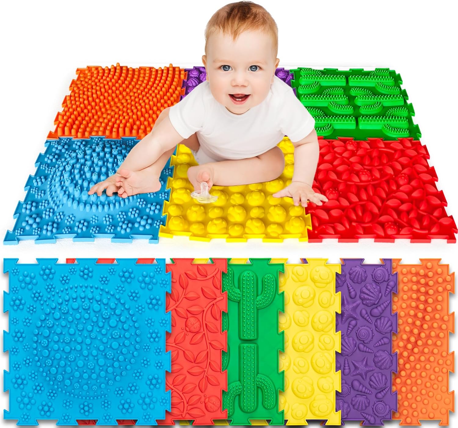 Art3d Sensory Mats for Autistic Children, Pack of 9 Massage Game Mat, Orthopedic Puzzle Play Mats,Textured Sensory Floor Tiles and Pads for Autism, Toddlers Sensory Room Must Haves
