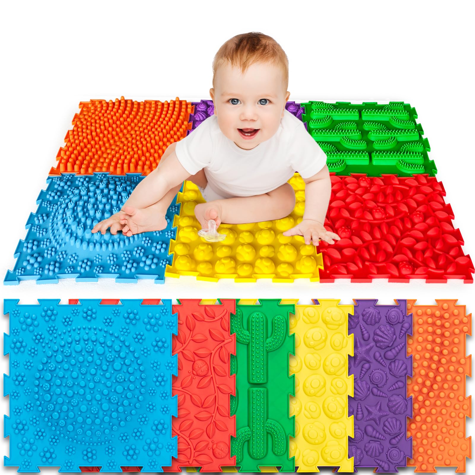 Art3d Sensory Mats for Autistic Children,Pack of 6 Massage Game Mat, Orthopedic Puzzle Play Mats,Textured Sensory Floor Tiles and Pads for Autism, Toddlers Sensory Room Must Haves