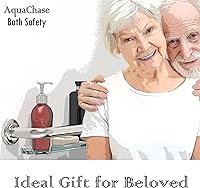 Vista 9 de Barra de agarre compatible con ADA con estante de vidrio para pared de ducha y bañeras, soporte de peso de 500 libras, 1-1/4 x 16 pulgadas