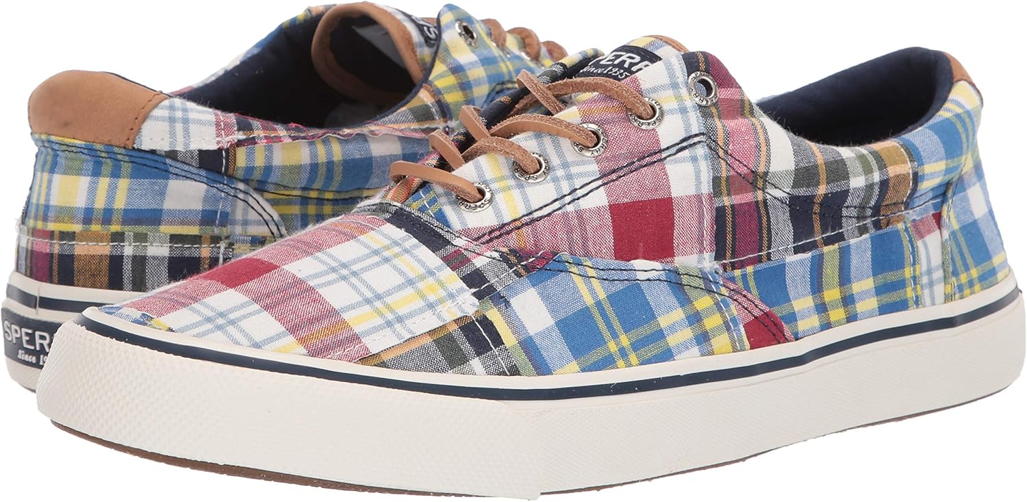 Sperry Men's Striper II CVO Prep Sneaker, Patchwork Madras, 080 Medium US