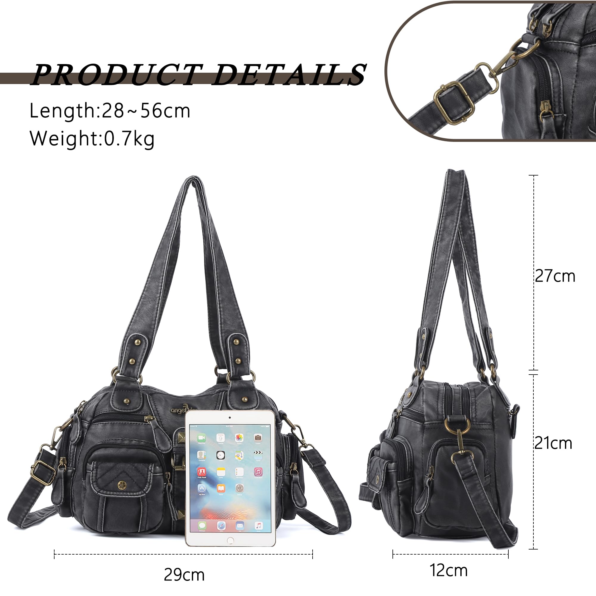 Angel Kiss Handtaschen, Umhängetaschen, Damen, Leder, große Kapazität, Umhängetasche, Damen, PU-Leder, mit verstellbarem Schultergurt, Messenger-Tasche für Büro, Shopping, Reise