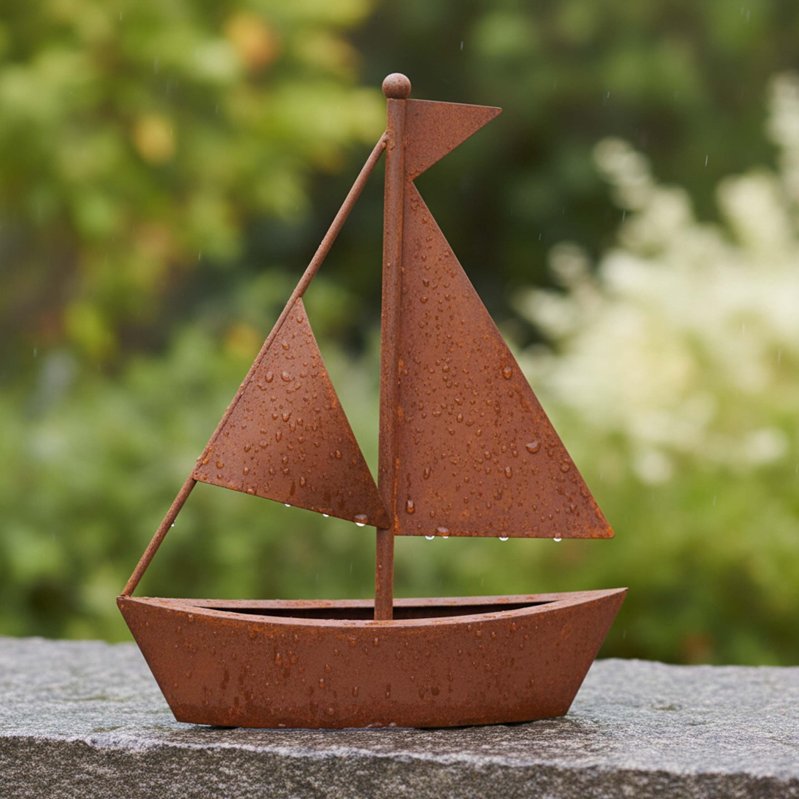 Relaxdays Gartendeko Rost, Metall, HxBxT: 43 x 34,5 x 10 cm, braun