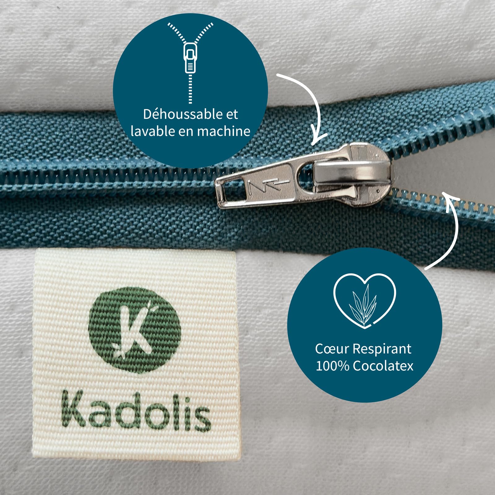 Kadolis – Matelas bébé 60x120x12 cm COCOLEGEND - Coco et Latex Naturel – Déhoussable - Respirant, Ferme et Confortable – sans Traitement Chimique – Certifié Oeko-TEX