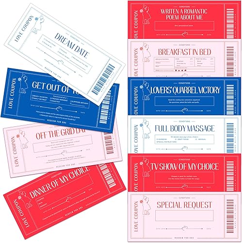 Miniatura 7 de Zonon 20 tarjetas de cupón de amor para el día de San Valentín para pareja dulce, marido, esposa, novio o novia, regalo romántico para boda,