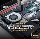 powernex best Replacement Internal CPU+GPU Cooling Fan Acer Nitro Gaming A715-75g AN515-54 AN515-43 AN517-51 AN515-54-728C AN517-52 DFS531005PL0T laptop.Comes with High quality (Thermal paste) gallery image