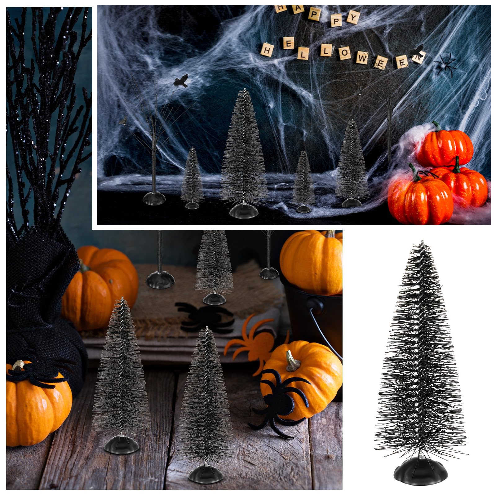 Amazon.com: 12 Pieces Christmas Village Trees Tabletop Mini Snow