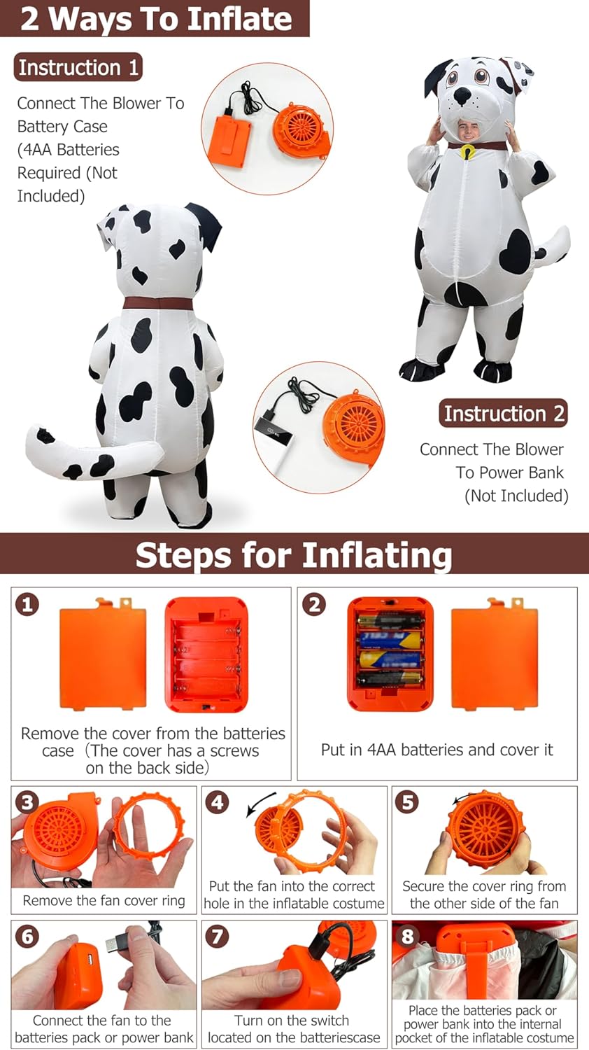 Camlinbo Halloween Inflatable Dalmatian Costume for Adults Women Men Full Body Blows up Halloween Costumes Cosplay Party - Image 5