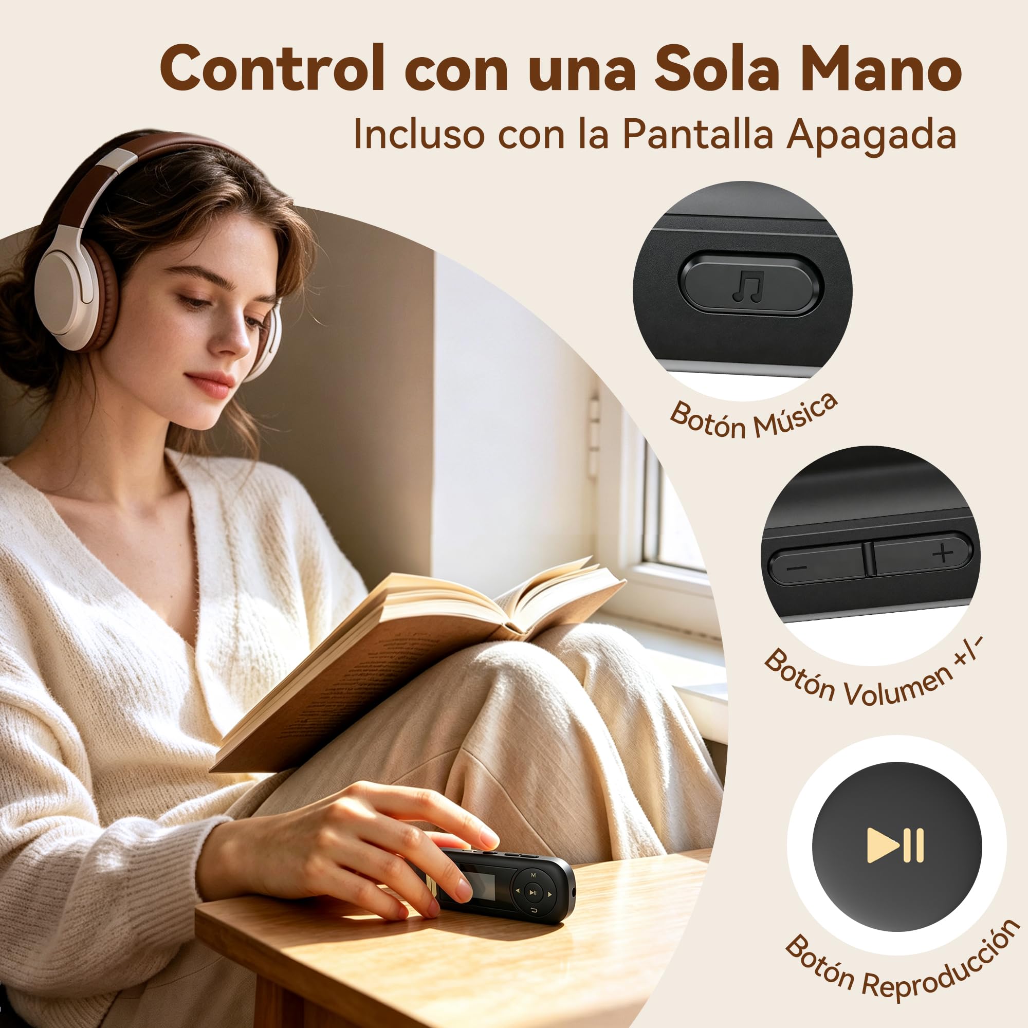 AGPTEK Reproductor MP3 64GB con Clip Bluetooth 5.3 Portátil para Deporte