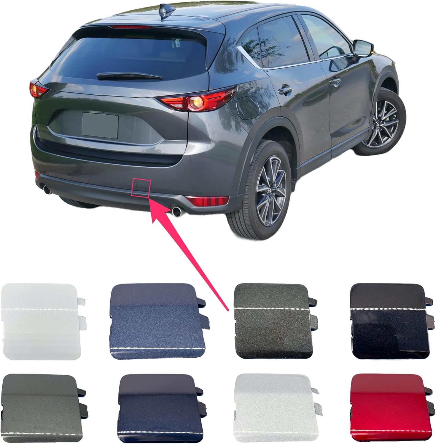 Rear Bumper Right Tow Hook Cover for 20172021 Mazda CX5 (Gray (47C, Polymetal Gray