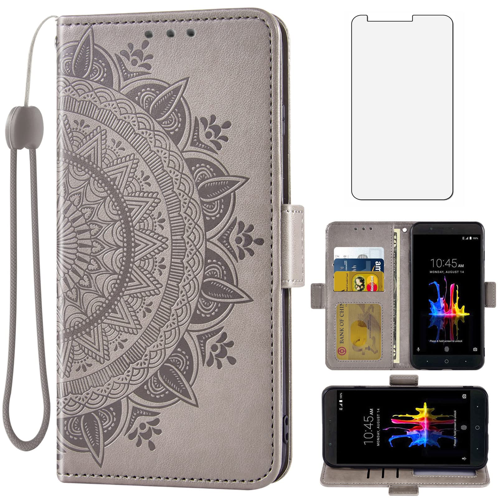 Asuwish Compatible With Zte Blade Zmax Z982 Wallet Case Tempered