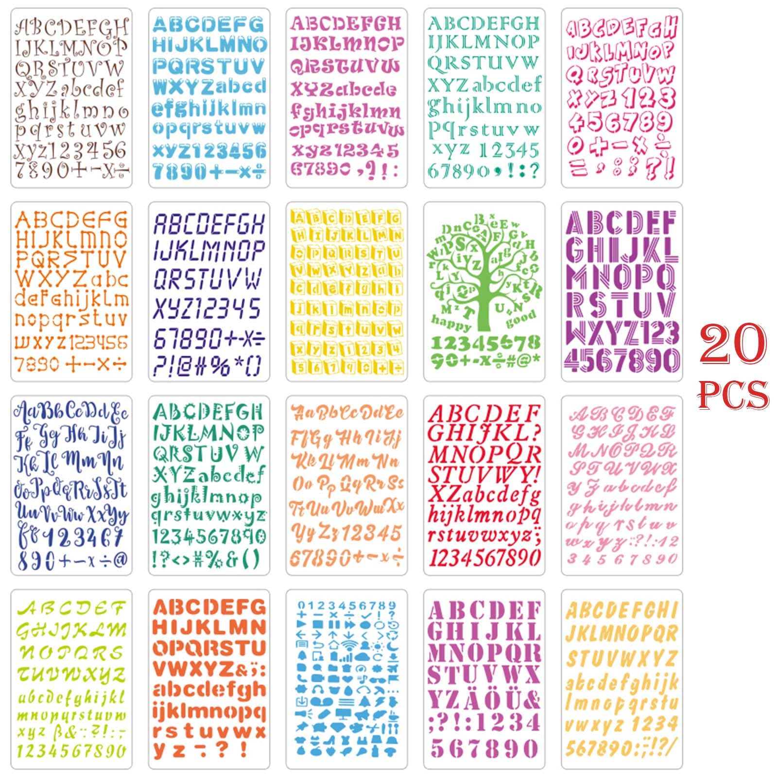 Qpout 20 Pack Letter and Number Stencils, Reusable Plastic Alphabet Stencils Journal Supplies Templates for Drawing Scrapbooking DIY Card Wall Notebook Drawing Craft Templates - Image 2