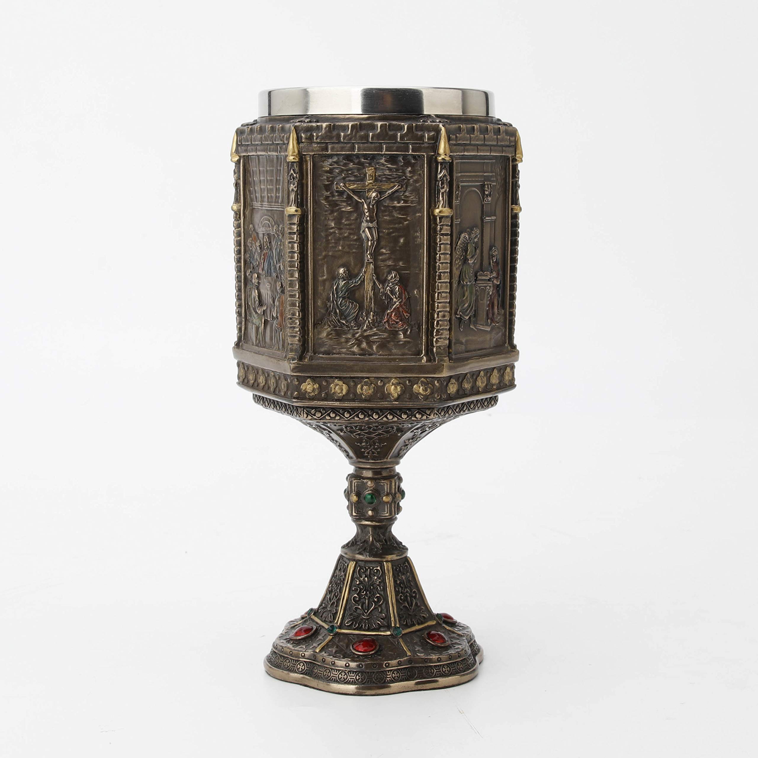 Veronese Design 7 1/8 Inch Life Of Jesus Last Supper Wine Chalice Cold Cast Resin Antique Bronze Finish Statue Home Decor