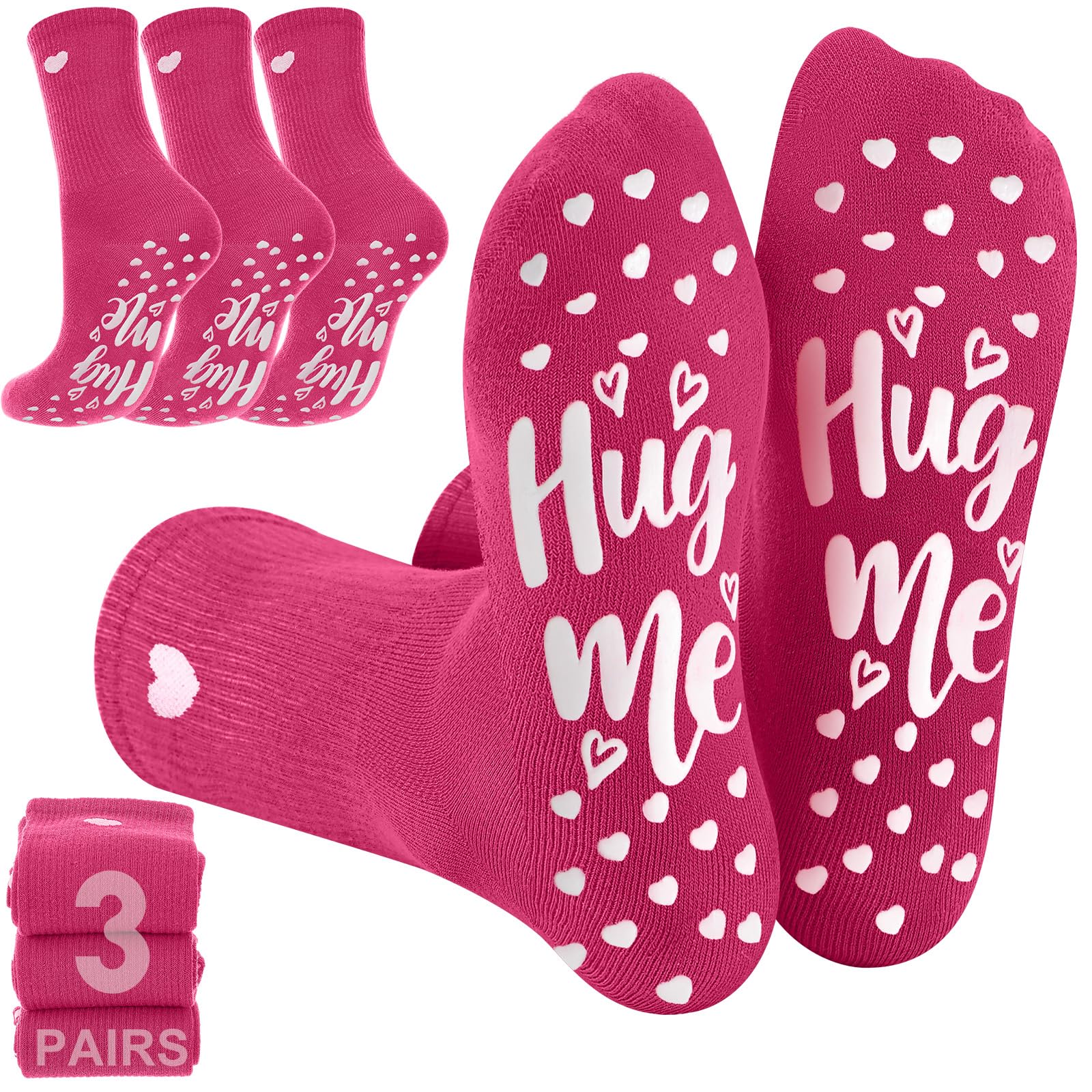 Geyoga 3 Pairs Pilates Socks for Women Heart Nonslip Gripper Yoga Pilates Socks Wedding Gift for Workout Barre Hospital