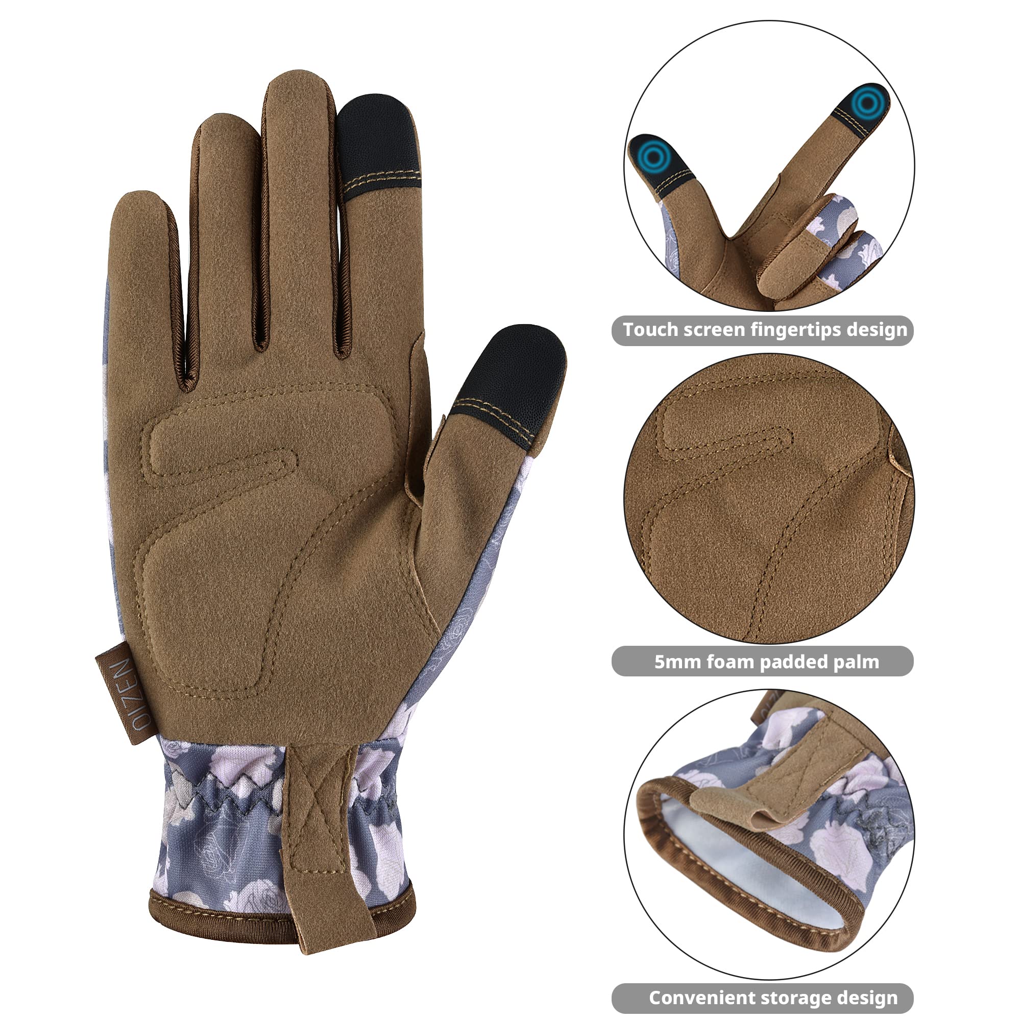 OIZEN Gardening Gloves for Women and Men Garden Gloves with Touch Screen, Thorn Proof Puncture Resistant Working Gloves - Image 3