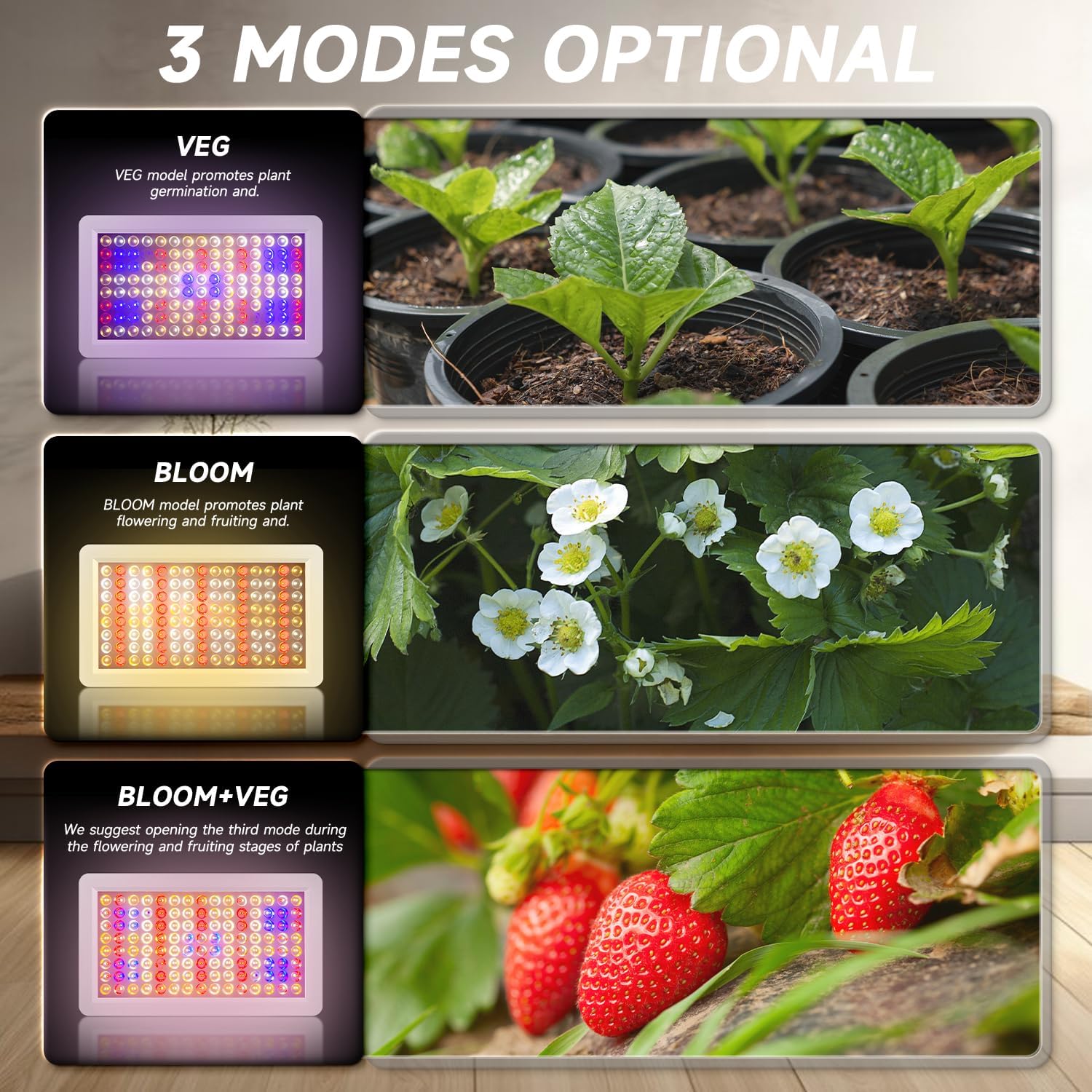 A1000 LED Grow Light Full Spectrum,2024 Upgraded Dual Chip LED Full Spectrum Plant Grow Light, Plant Grow Light with Veg & Bloom Switch for Hydroponic Indoor Plants Veg and Flower Growing