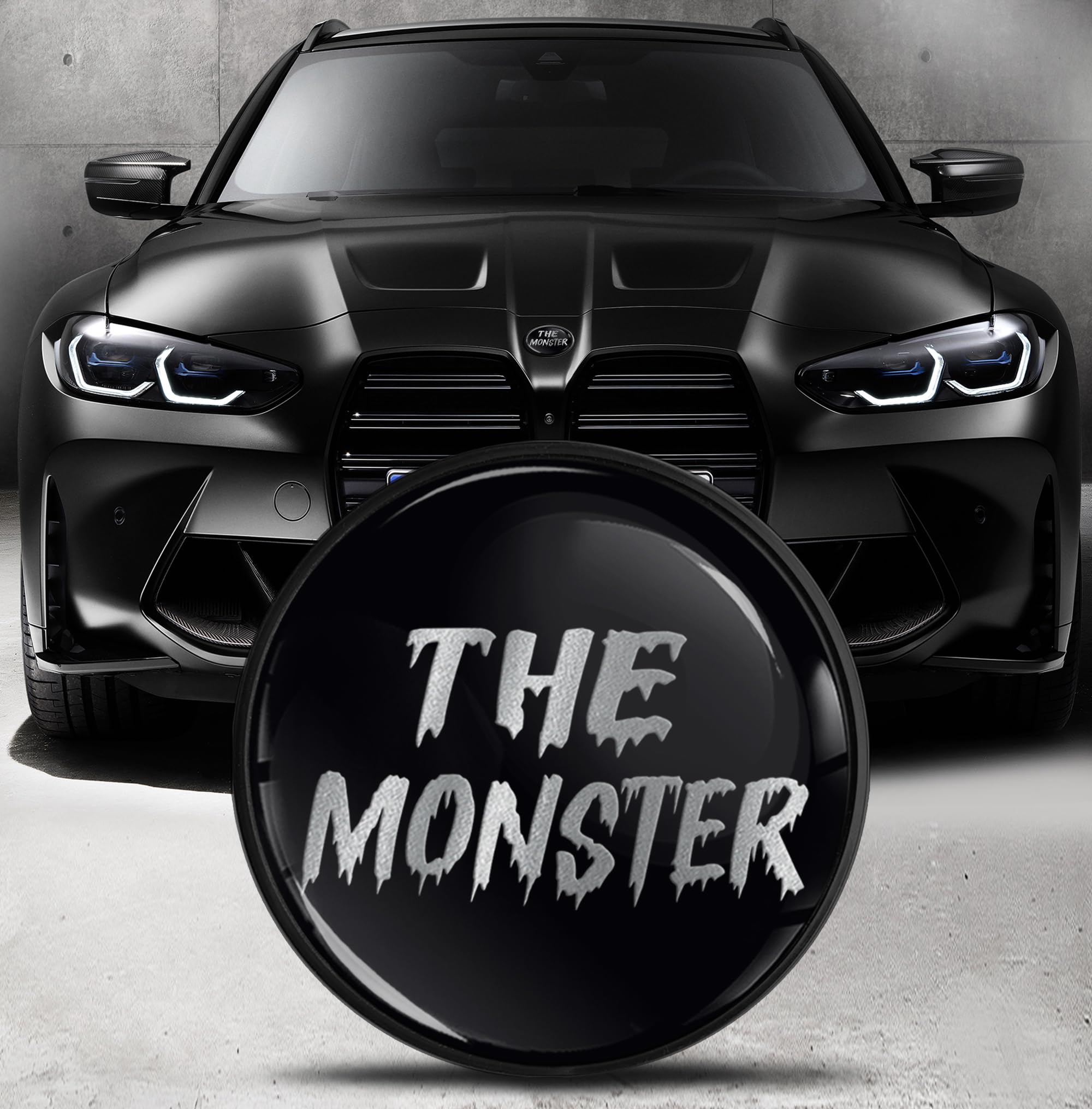 Biomar Labs Front Hood Trunk Tuning Badge 82 mm Compatible with BMW Emblem 51148132375 Black Silver EO 17