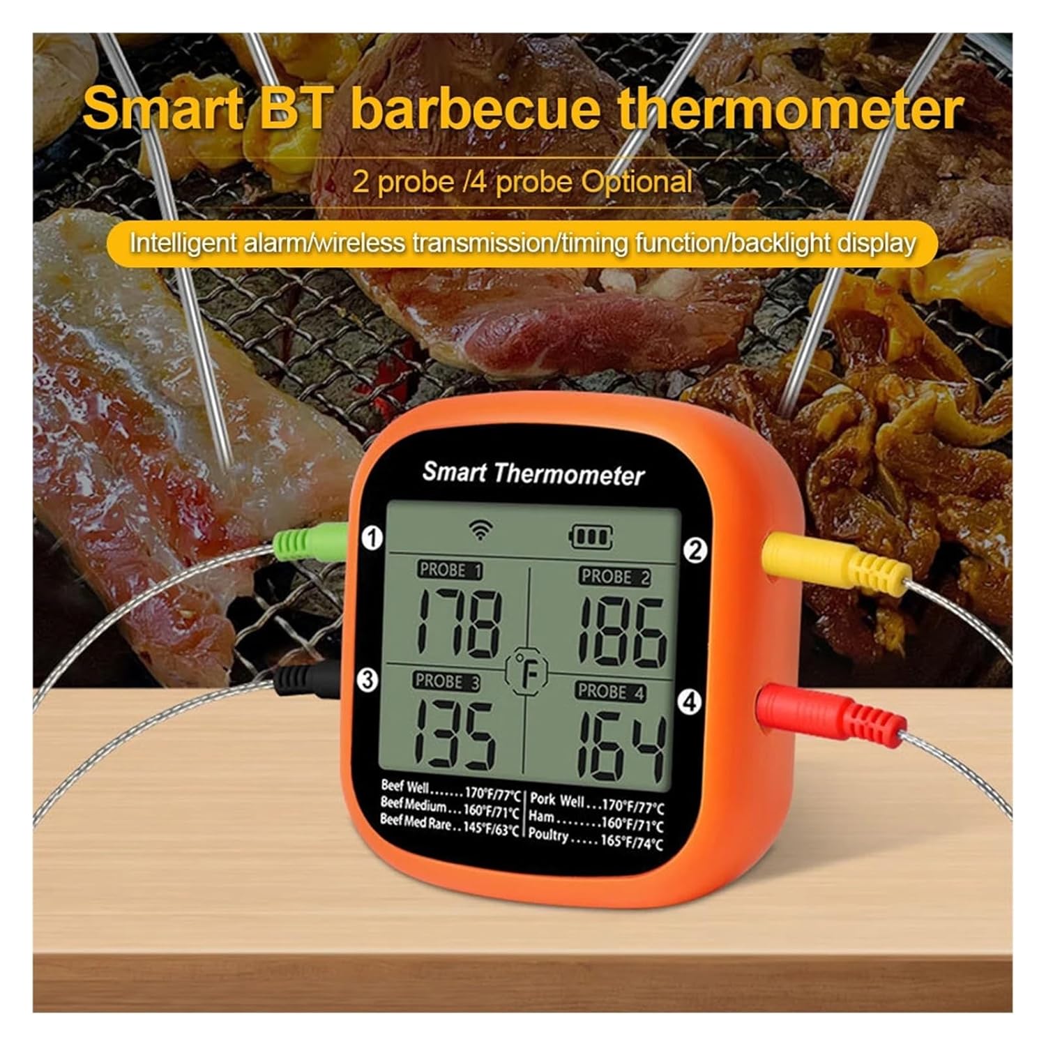 Smart Meat Thermometer - Digital Wireless Instant Read Food Thermometer with Dual Probes & APP Control for Cooking
