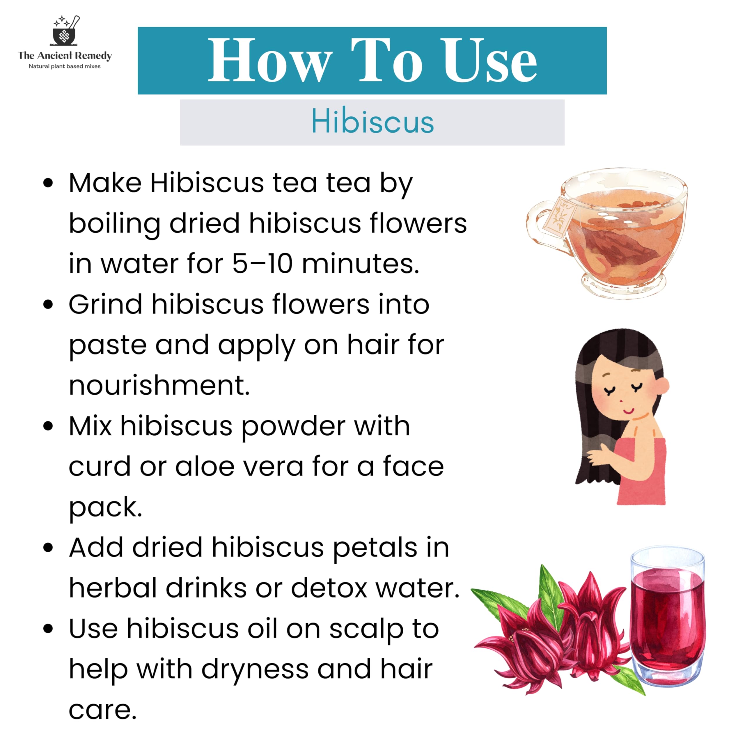 THE ANCIENT REMEDY Dry Hibiscus Flowers Leaves 125g | 100% Natural Sun-Dried Hibiscus | Premium Herbal Tea Ingredient | DIY Hair Care & Skin Care Ingredient | Dried Floral Botanical for Crafts, Infusions & Home Use 3