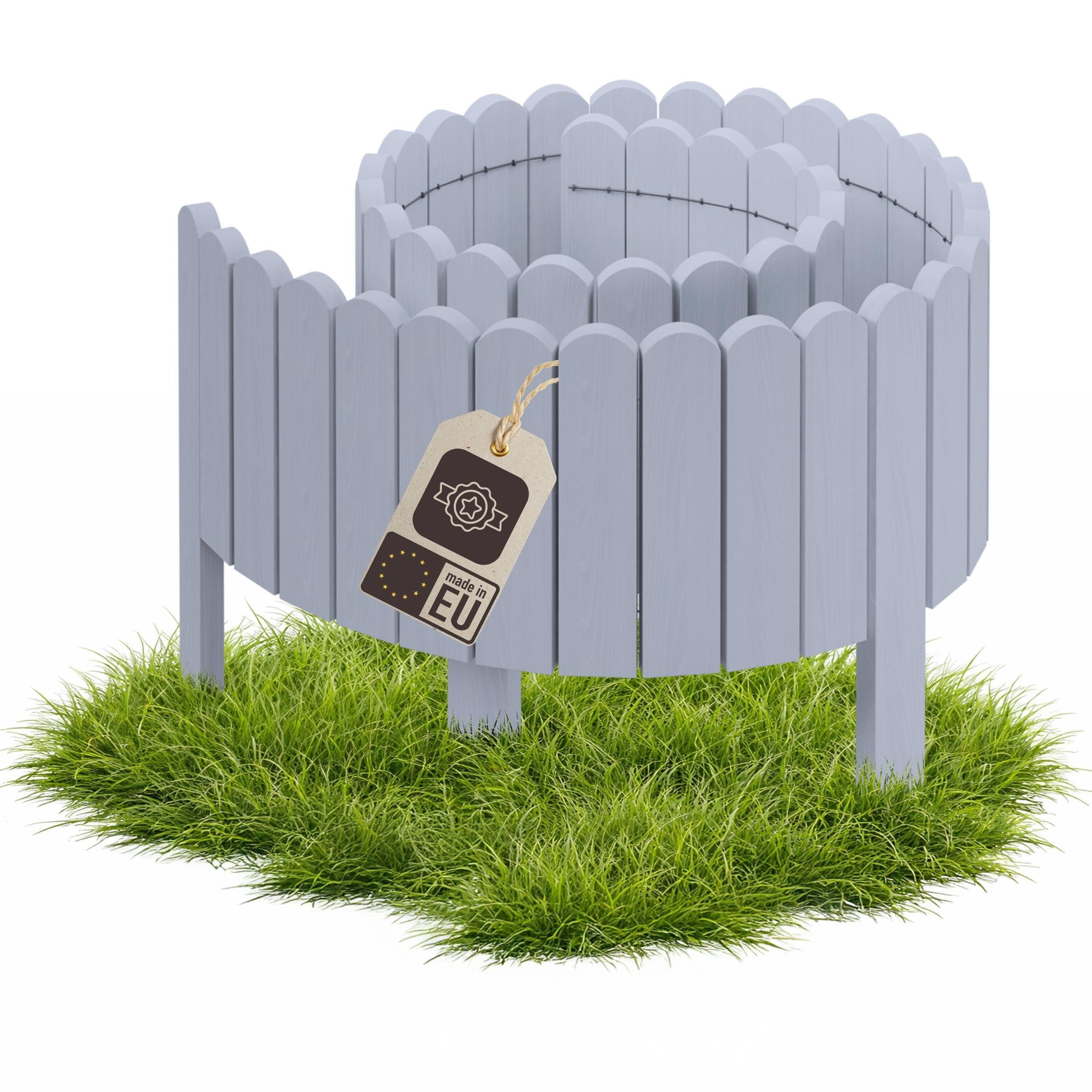 be4nature Flexible Wooden Garden Border 30 x 200 cm Silver pressure treated roll border lawn edging decorative garden fence palisade bed edging