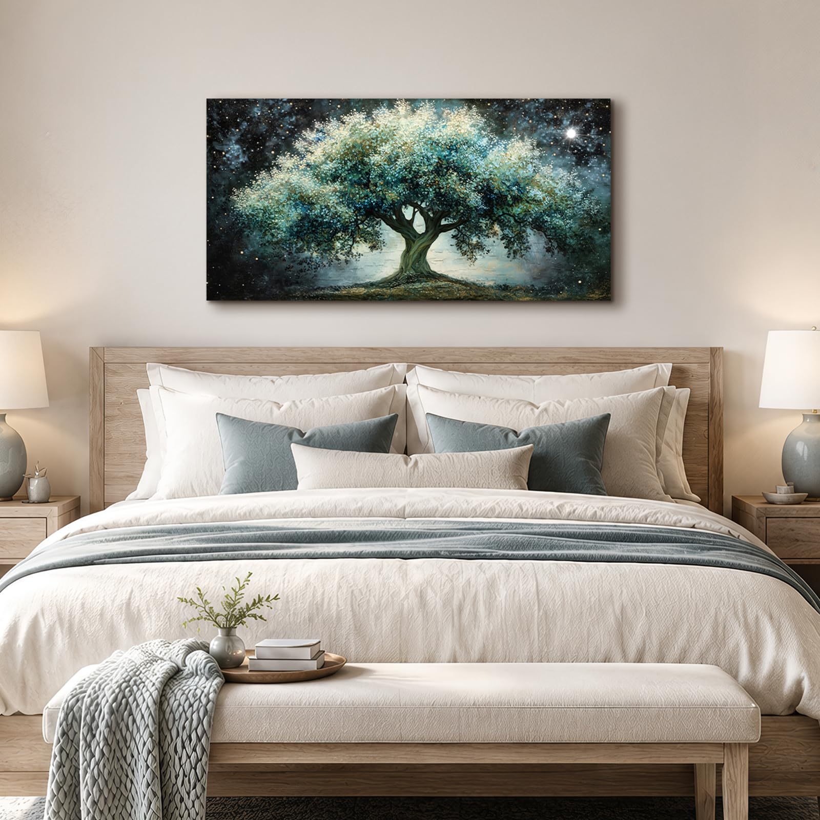 JHHUAMO Moderne Baum des Lebens Leinwand Bilder Wohnzimmer 50x100 cm | Lebensbaum Bild, Hochauflösender Druck, Stabiler Rahmen, Einfaches Aufhängen, Vielseitig Einsetzbar