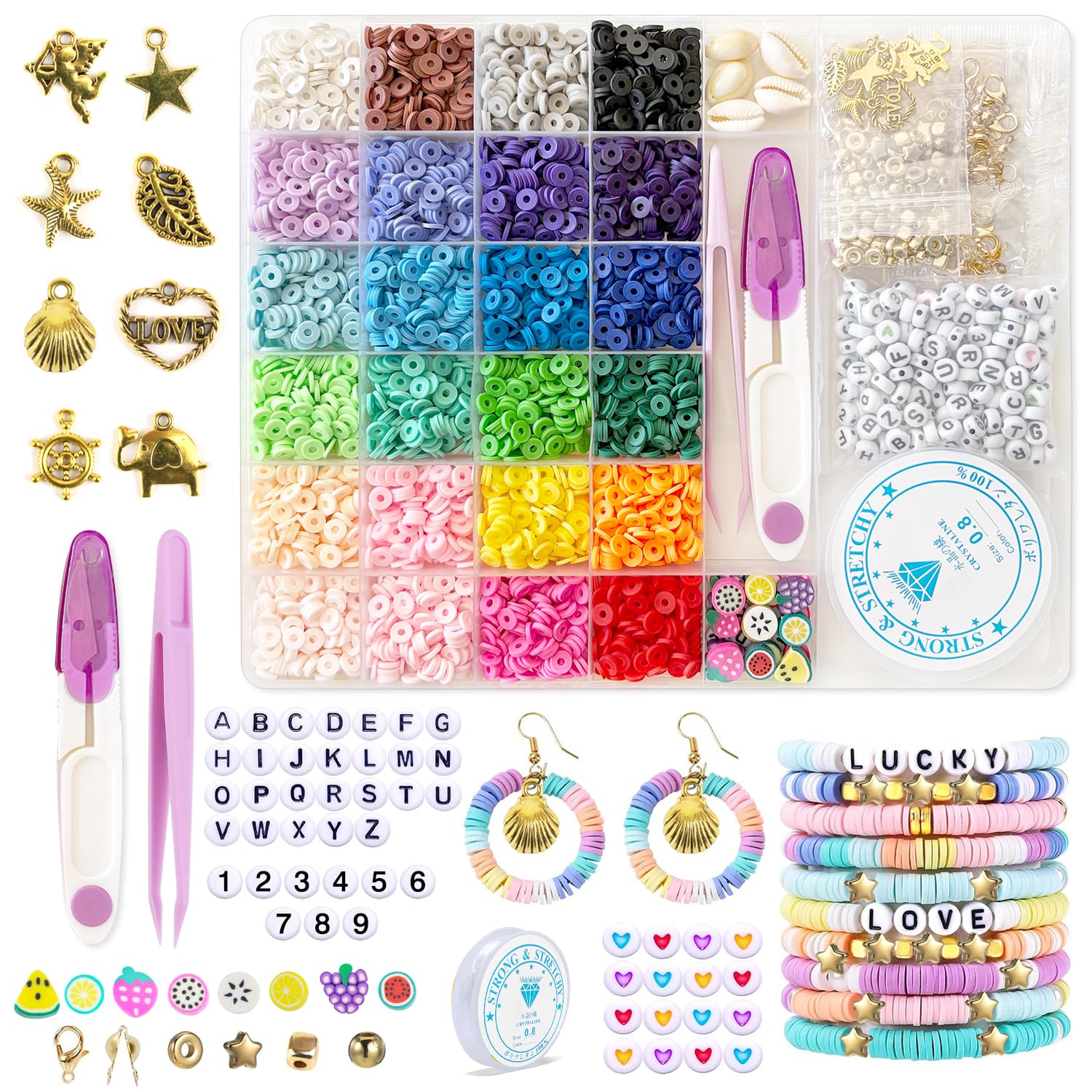 Qcdou Clay Beads Bracelet Making Kit, 6000 Friendship Bracelet Kits