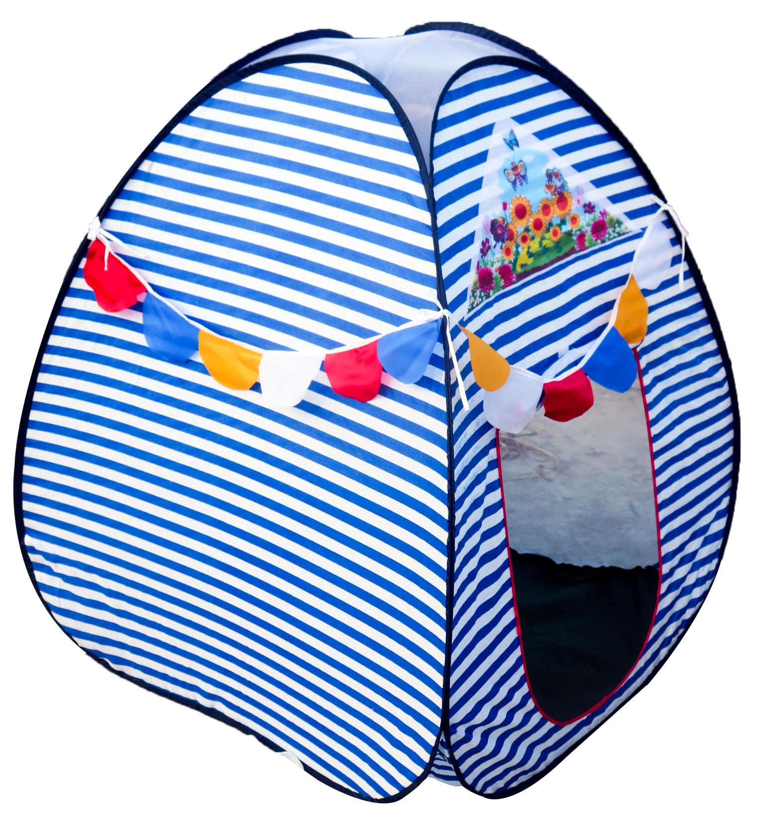 Homecute Igloo Type Foldable Popup Kid's Play Tent House (Medium Size Blue-White)