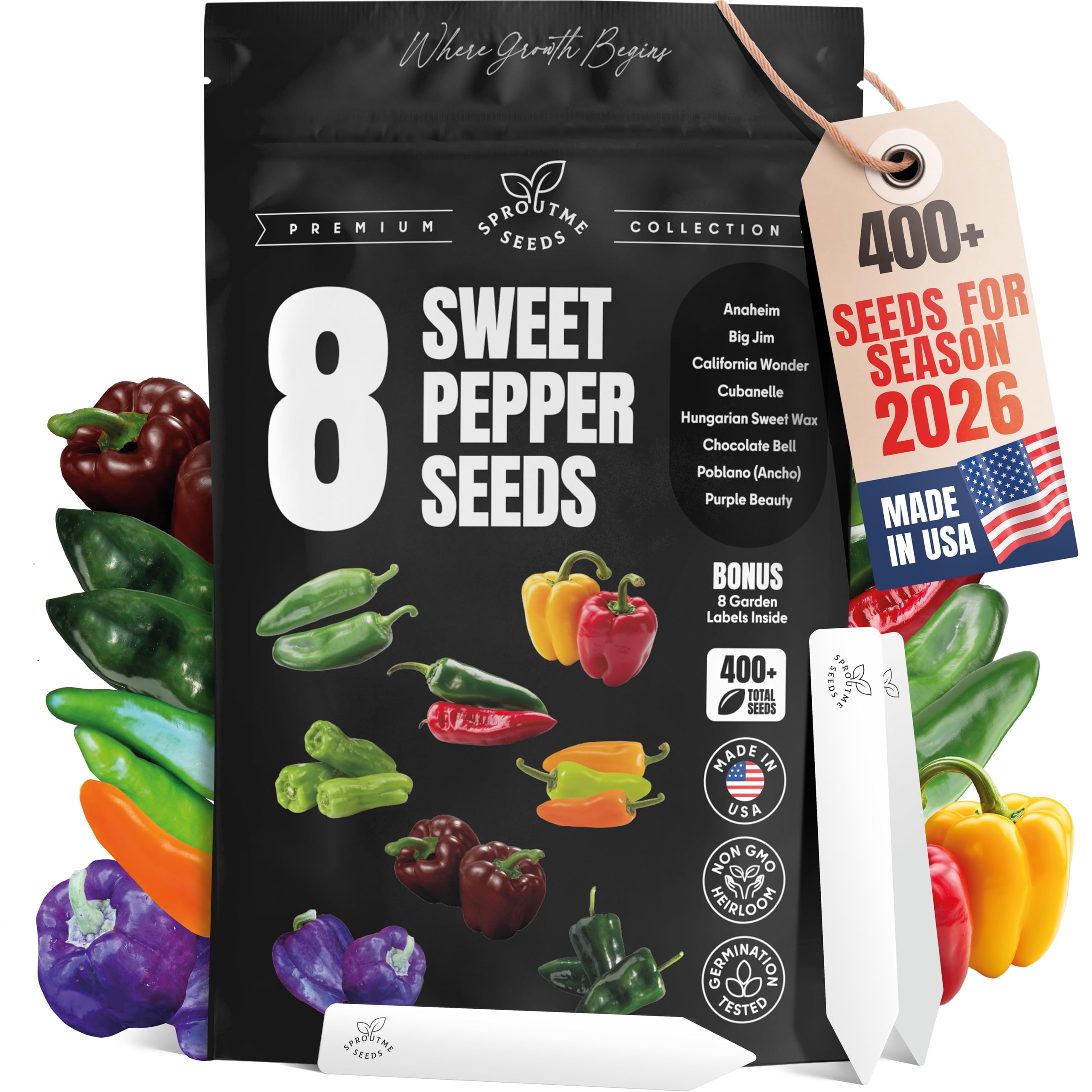 SproutMe Sweet & Mild Bell Pepper Seeds Variety Pack