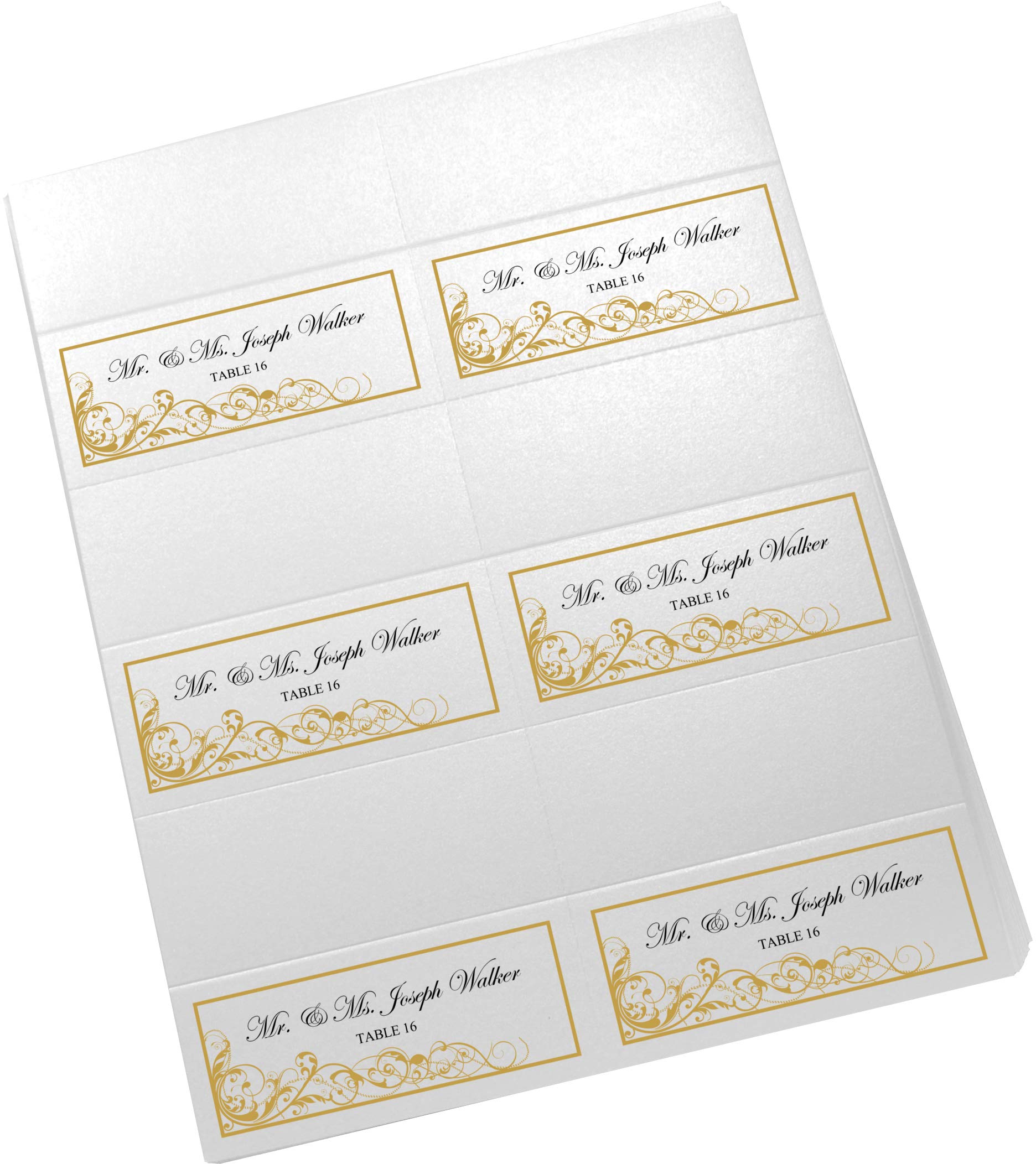 Scribble Vintage Swirl Easy Print Tischkarten, Perlweiß, Papier, gold, (25) Printable Sheets - 150 Cards