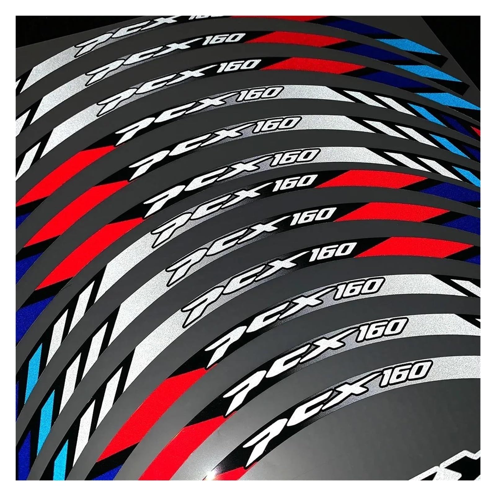 do PCX160 PCX 160 Przód 14″ Tylny 33″ Laser/Odblaskowe Naklejki na piastę Koła Moto Skuter Felgi Akcesoria (Projekt C)
