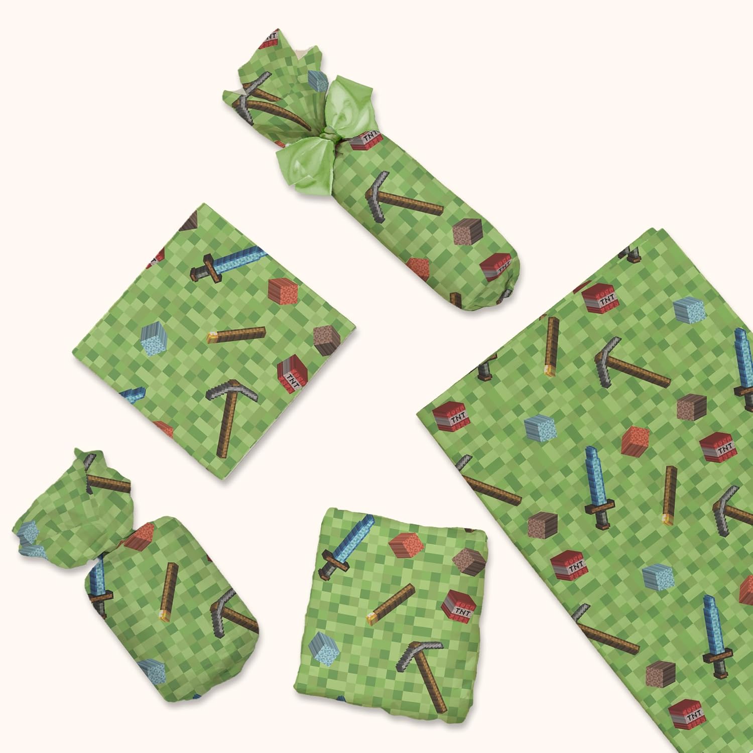 Mining Pixel World Printed Tissue Paper for Gift Bags or Boxes and Wrapping - Bulk Decorative Art Tissue Paper for Packaging and Gifting | 24 Sheets 20" x 30"
