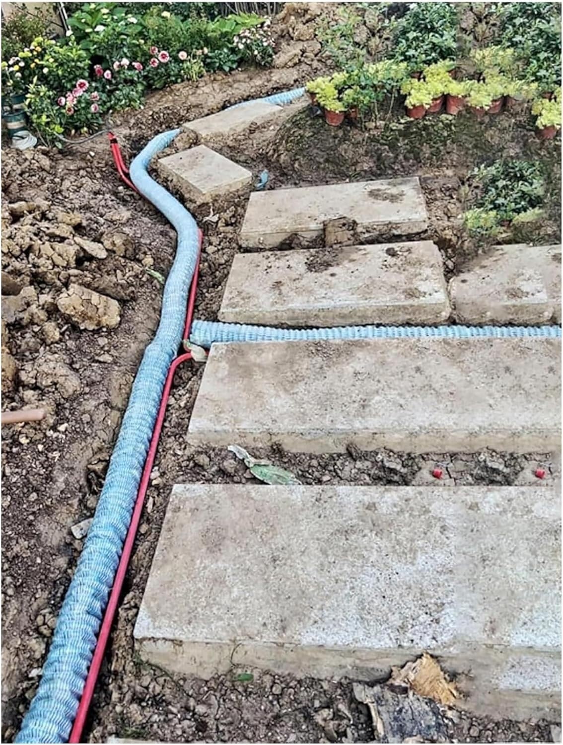 JvFbjLF Corrugated Perforated French Drainage Pipes, Suitable For Landscaping, Gardens, And Patios(16 meters)